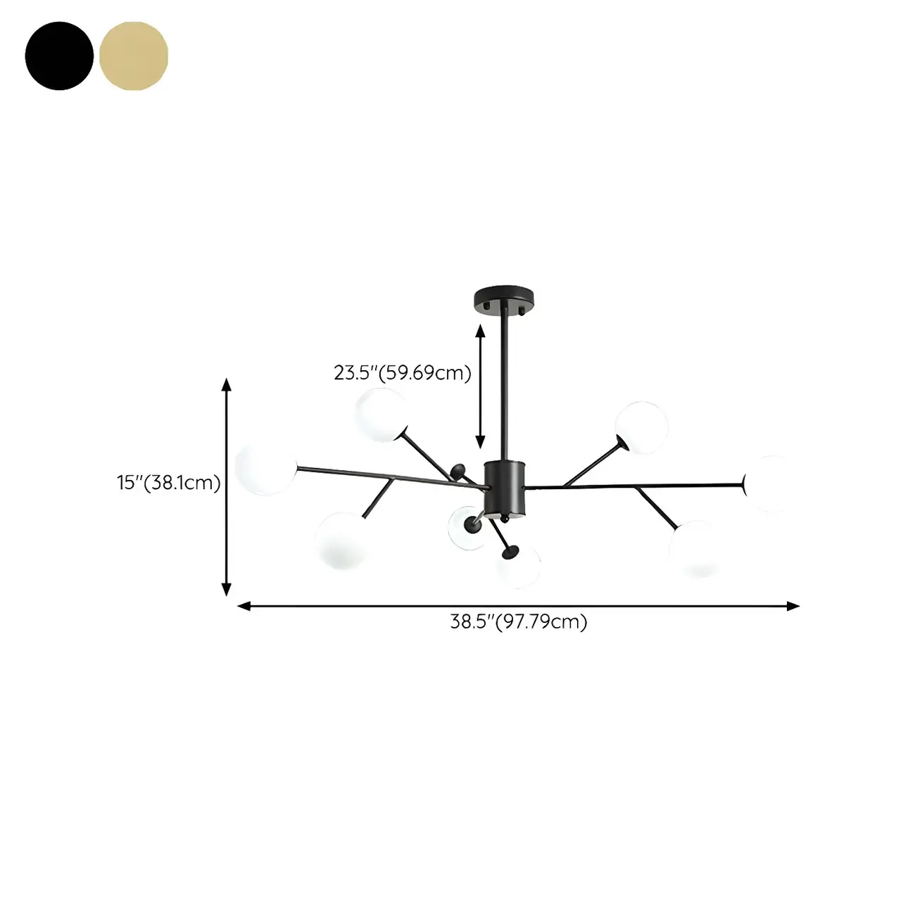 Black Glass Modern Linear Chandelier Light #size