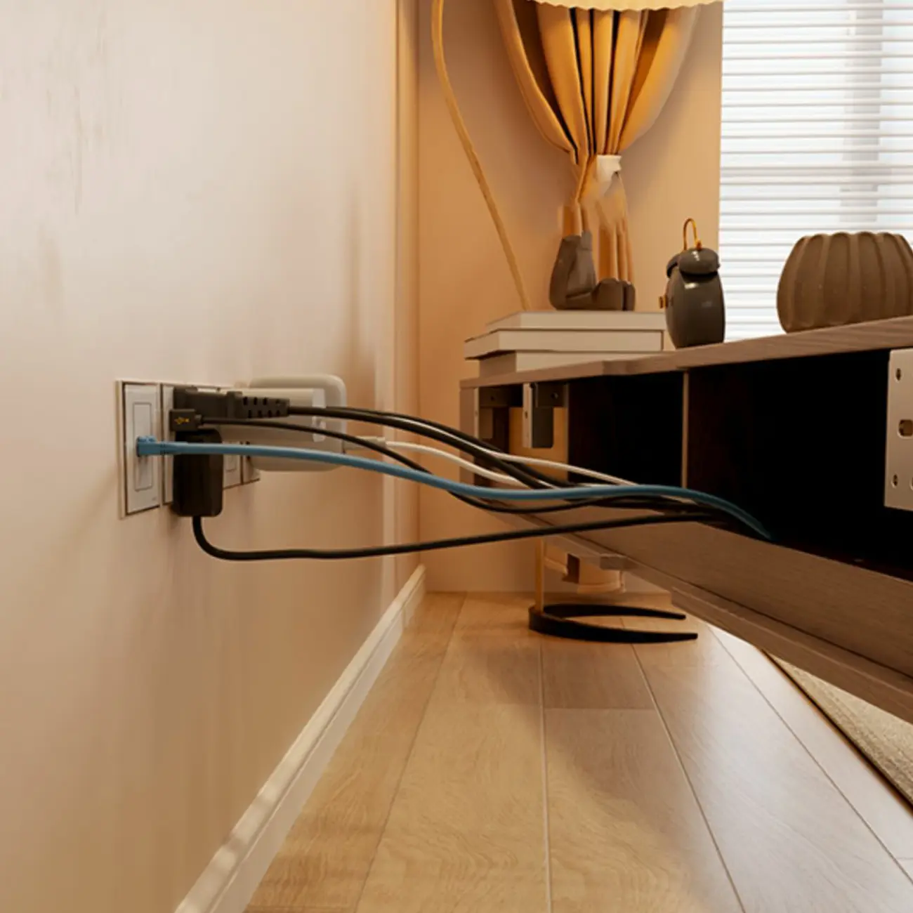 Scandinavian Wood Wall-mounted TV Stand with Lift Drawers Image - 3 | homeyfad