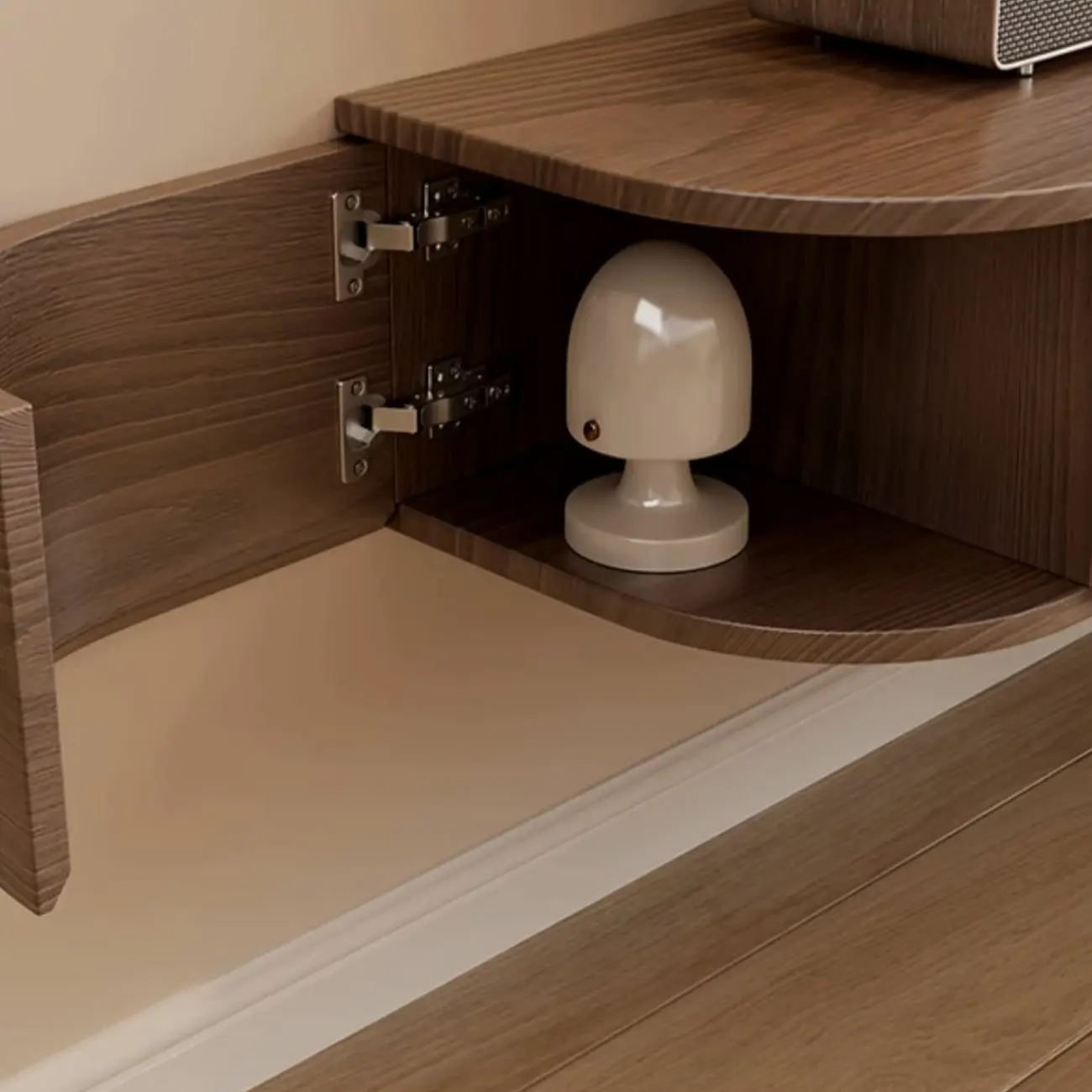 Scandinavian Wood Wall-mounted TV Stand with Lift Drawers Image - 5 | homeyfad