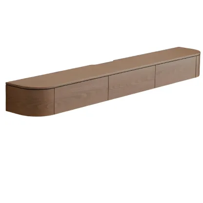 Scandinavian Wood Wall-mounted TV Stand with Lift Drawers Image - 22