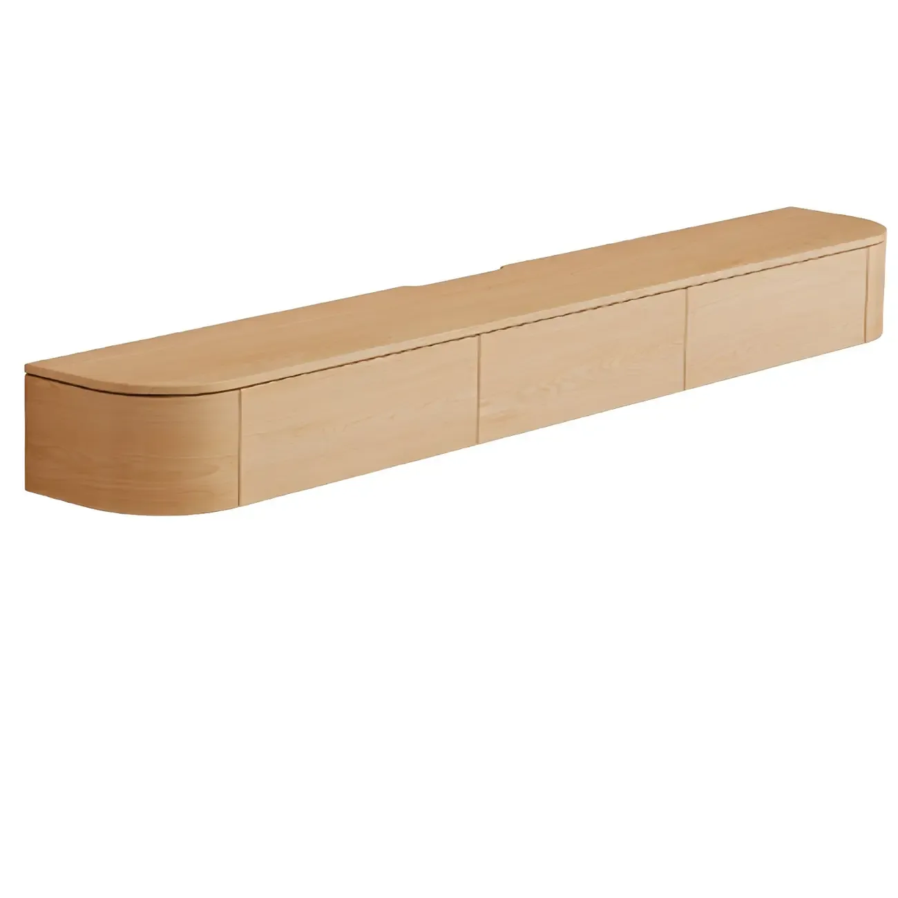 Scandinavian Wood Wall-mounted TV Stand with Lift Drawers Image - 23