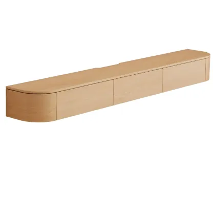 Scandinavian Wood Wall-mounted TV Stand with Lift Drawers Image - 23