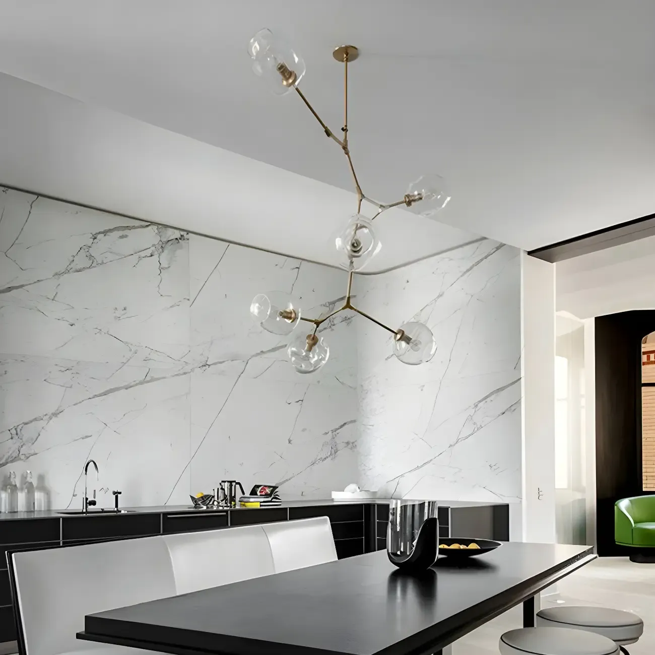 Large Sputnik Downrods Glass Chandelier for Indoor Use