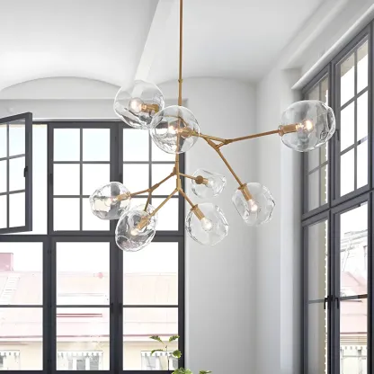 Large Sputnik Downrods Glass Chandelier for Indoor Use