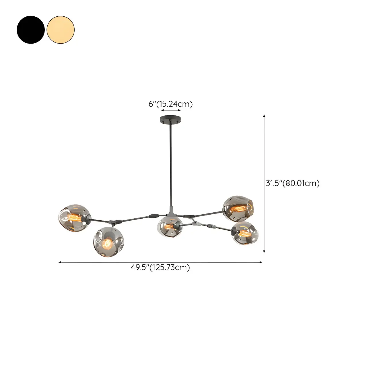 Large Sputnik Downrods Glass Chandelier for Indoor Use  #size