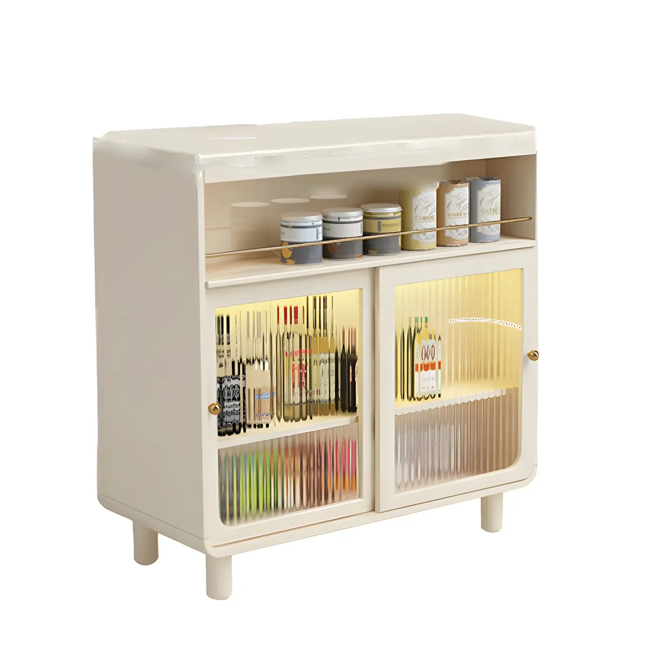 Scandinavian White Wood Glass Storage Extendable Bar Tables Image - 3 | homeyfad