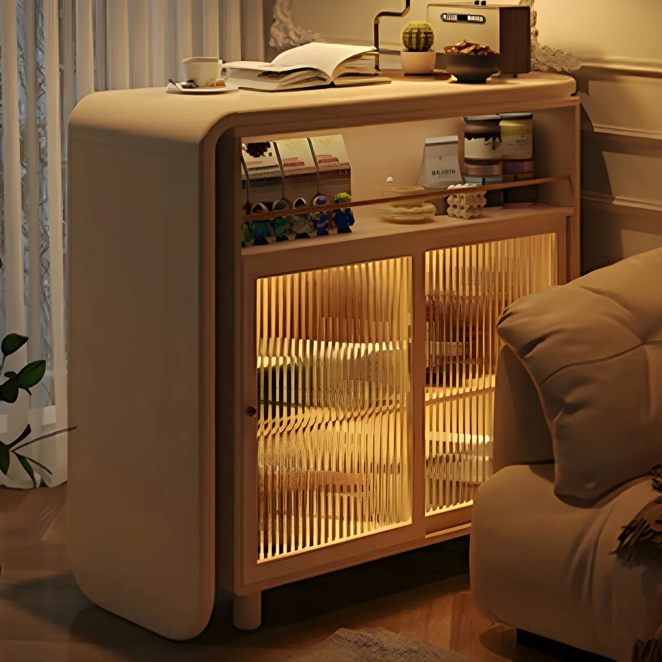 Scandinavian White Wood Glass Storage Extendable Bar Tables Image - 5 | homeyfad