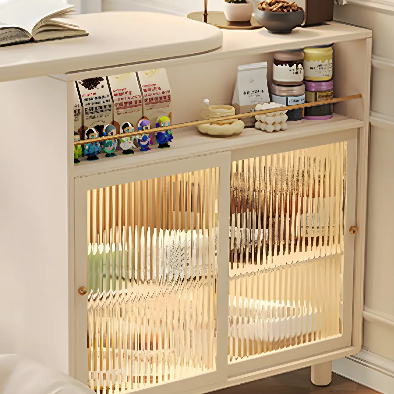 Scandinavian White Wood Glass Storage Extendable Bar Tables Image - 6 | homeyfad