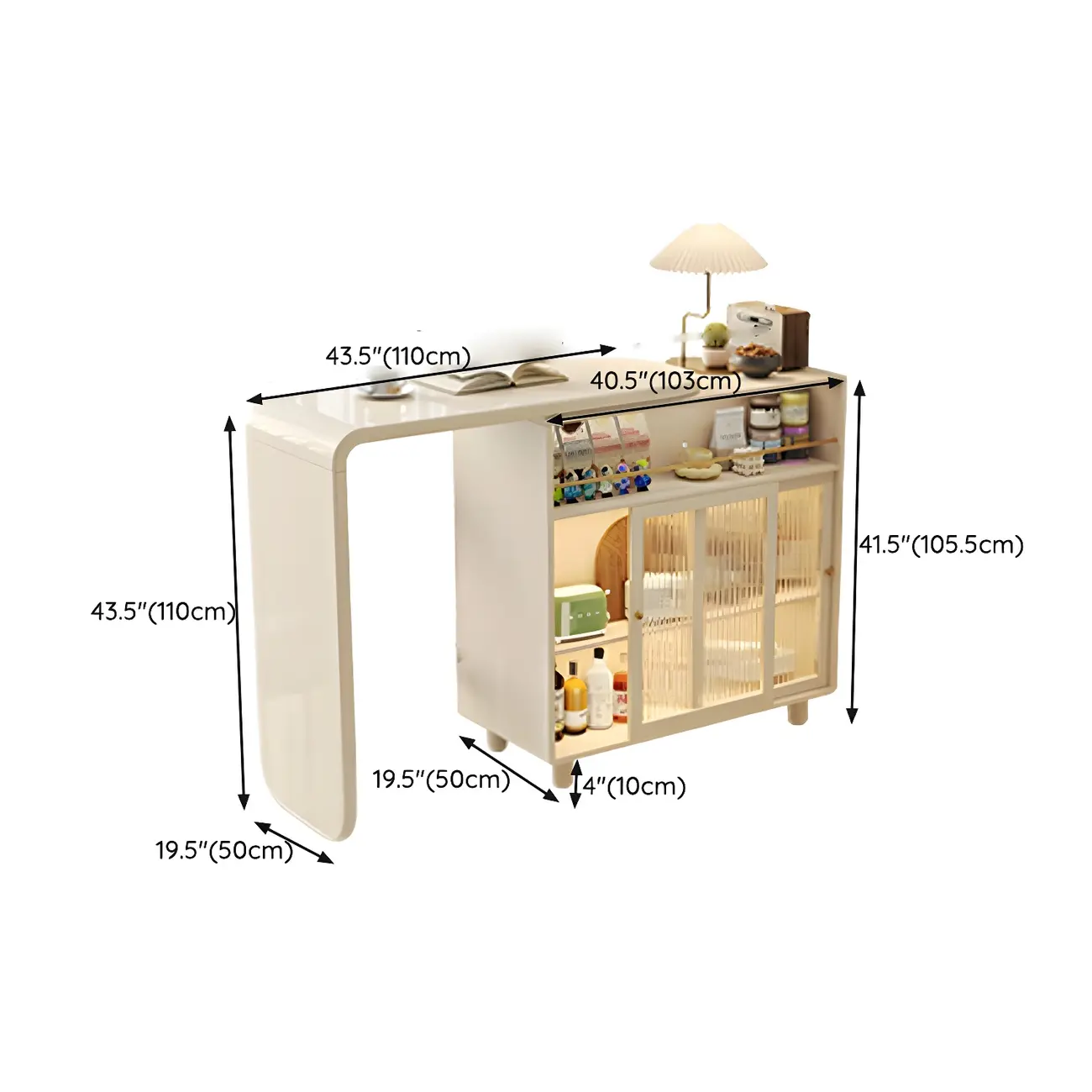 Scandinavian White Wood Glass Storage Extendable Bar Tables Image - 9 | homeyfad