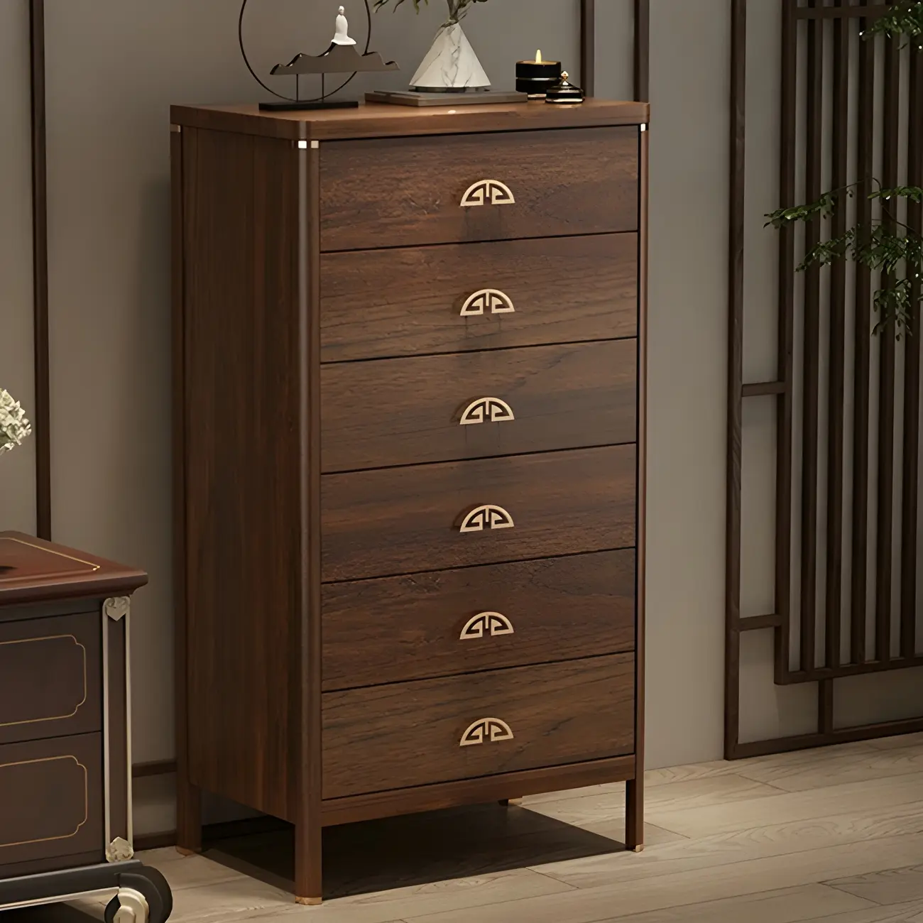 Traditional Brown Wooden Double Dresser with Soft Close Drawers  Image - 5 | homeyfad