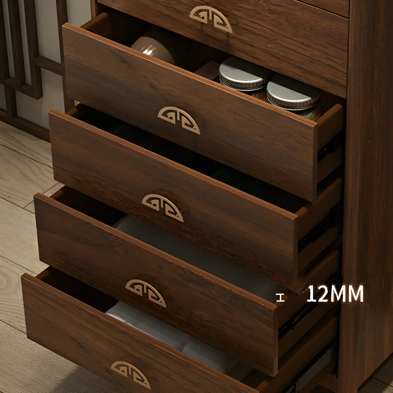 Traditional Brown Wooden Double Dresser with Soft Close Drawers  Image - 6 | homeyfad