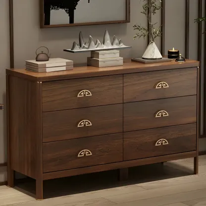 Traditional Brown Wooden Double Dresser with Soft Close Drawers  Image - 7