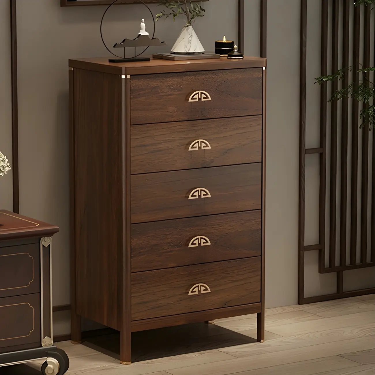Traditional Brown Wooden Double Dresser with Soft Close Drawers  Image - 9 | homeyfad