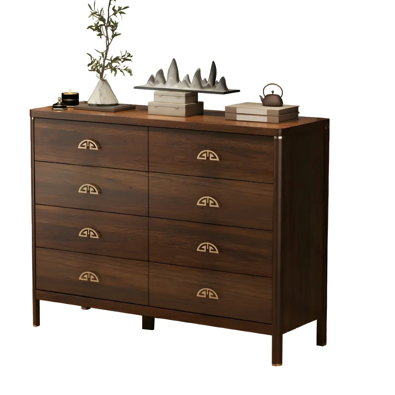 Traditional Brown Wooden Double Dresser with Soft Close Drawers  Image - 10