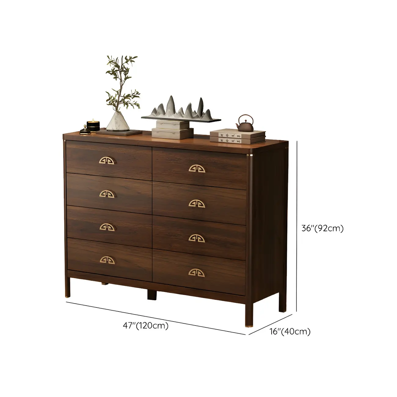 Traditional Brown Wooden Double Dresser with Soft Close Drawers  Image - 15 | homeyfad