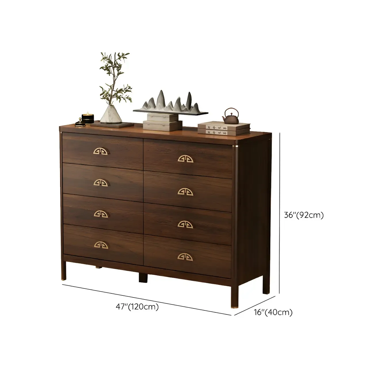 Traditional Brown Wooden Double Dresser with Soft Close Drawers Image - 15