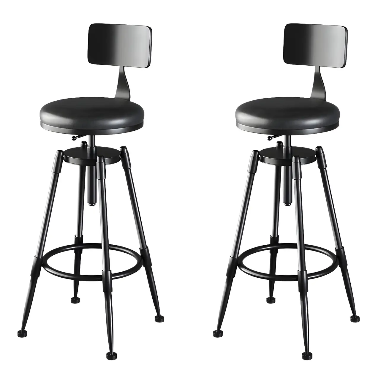 Industrial Metal Adjustable Bar Stools with Backrest for Home Bar Image - 22 | homeyfad