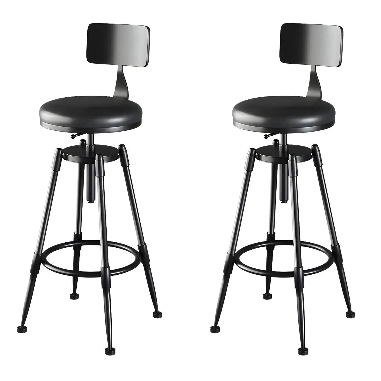 Industrial Metal Adjustable Bar Stools with Backrest for Home Bar Image - 22