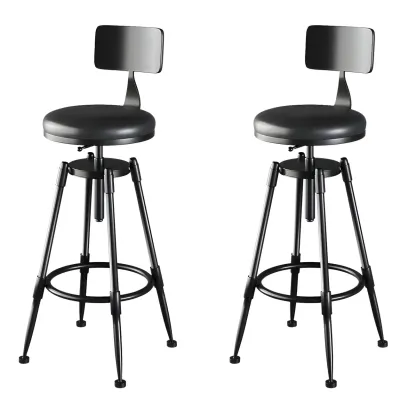 Industrial Metal Adjustable Bar Stools with Backrest for Home Bar Image - 22