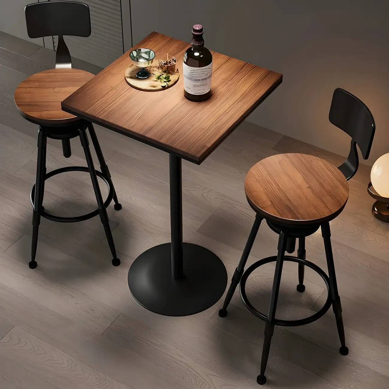 Industrial Metal Adjustable Bar Stools with Backrest for Home Bar Image - 6