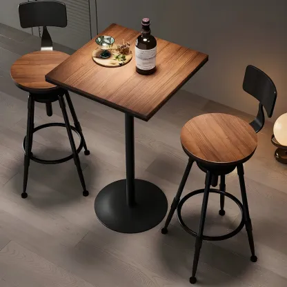 Industrial Metal Adjustable Bar Stools with Backrest for Home Bar Image - 6