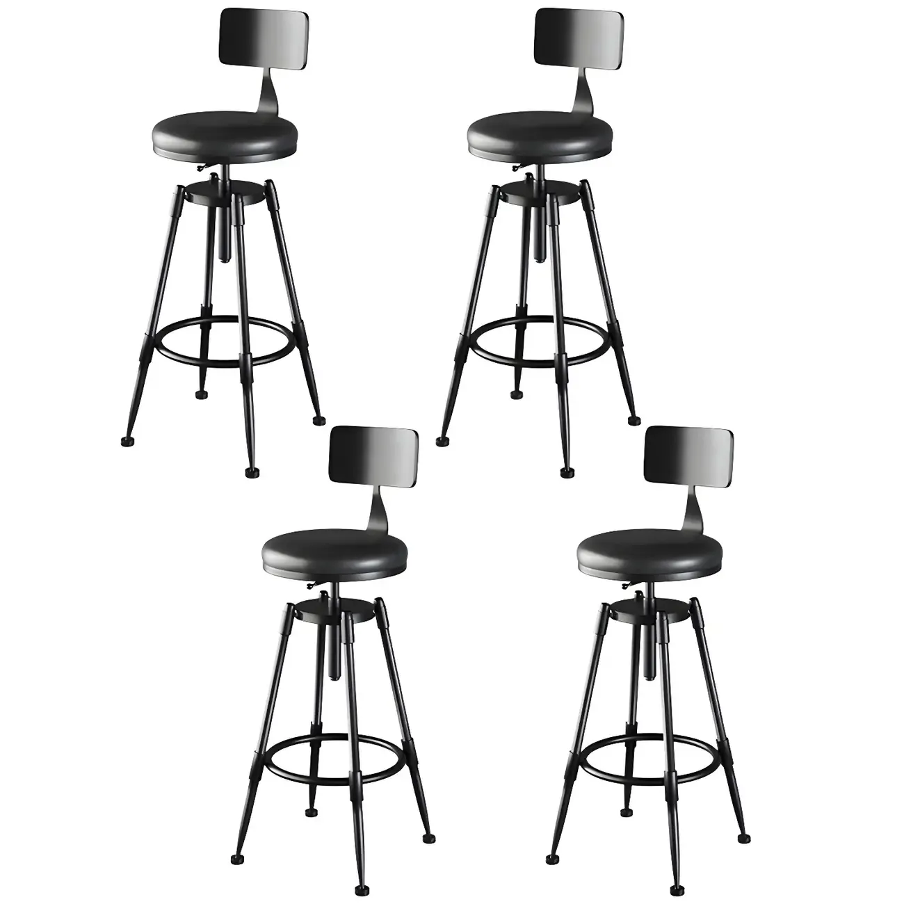 Industrial Metal Adjustable Bar Stools with Backrest for Home Bar Image - 23