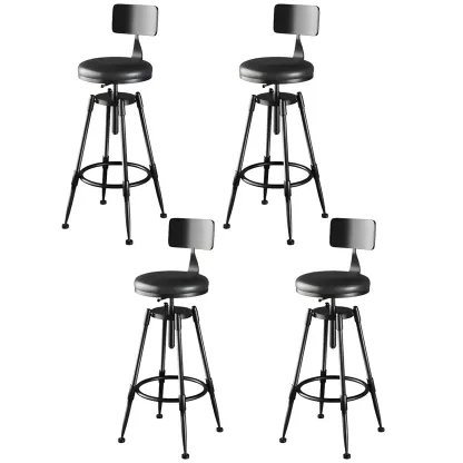 Industrial Metal Adjustable Bar Stools with Backrest for Home Bar Image - 23