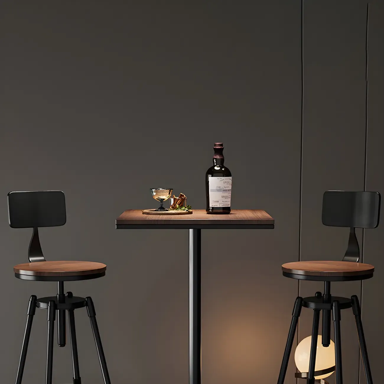 Industrial Metal Adjustable Bar Stools with Backrest for Home Bar Image - 7