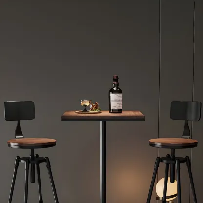 Industrial Metal Adjustable Bar Stools with Backrest for Home Bar Image - 7