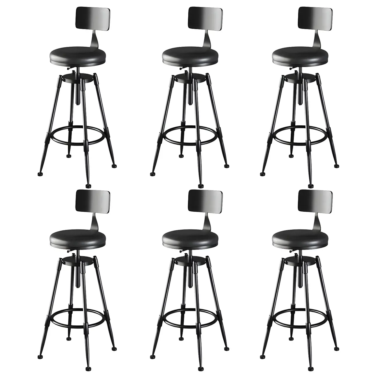 Industrial Metal Adjustable Bar Stools with Backrest for Home Bar Image - 24 | homeyfad
