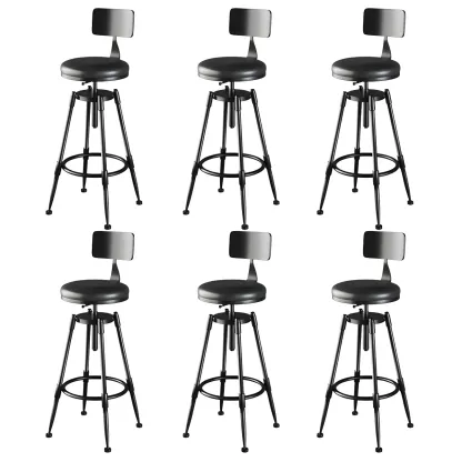 Industrial Metal Adjustable Bar Stools with Backrest for Home Bar Image - 24