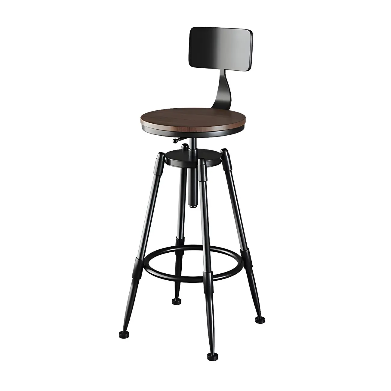 Industrial Metal Adjustable Bar Stools with Backrest for Home Bar Image - 26 | homeyfad