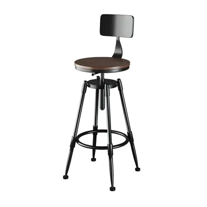 Industrial Metal Adjustable Bar Stools with Backrest for Home Bar Image - 26