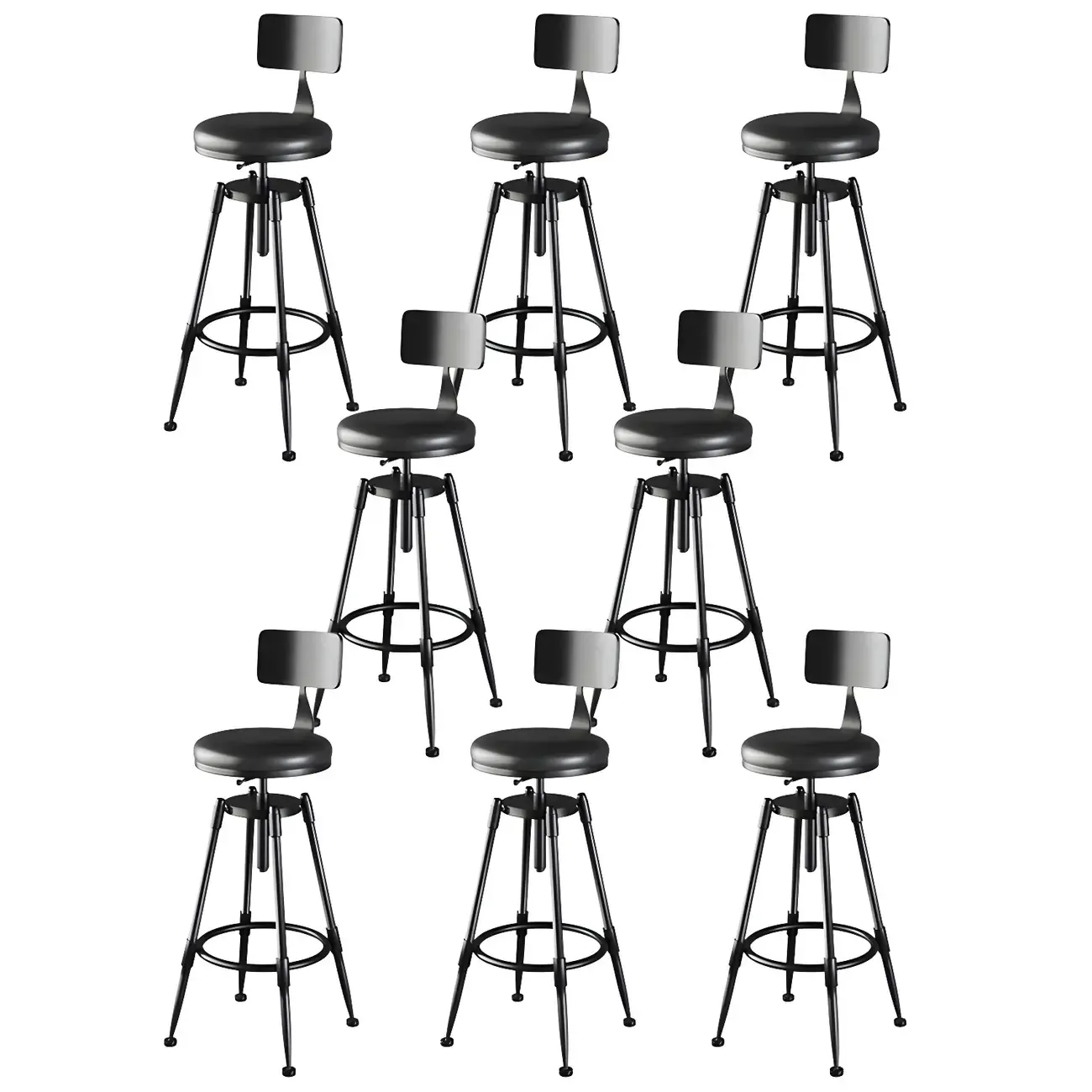 Industrial Metal Adjustable Bar Stools with Backrest for Home Bar Image - 25