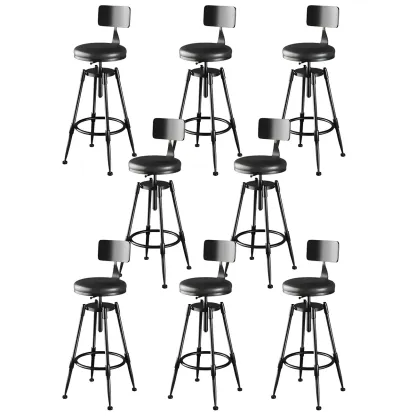 Industrial Metal Adjustable Bar Stools with Backrest for Home Bar Image - 25