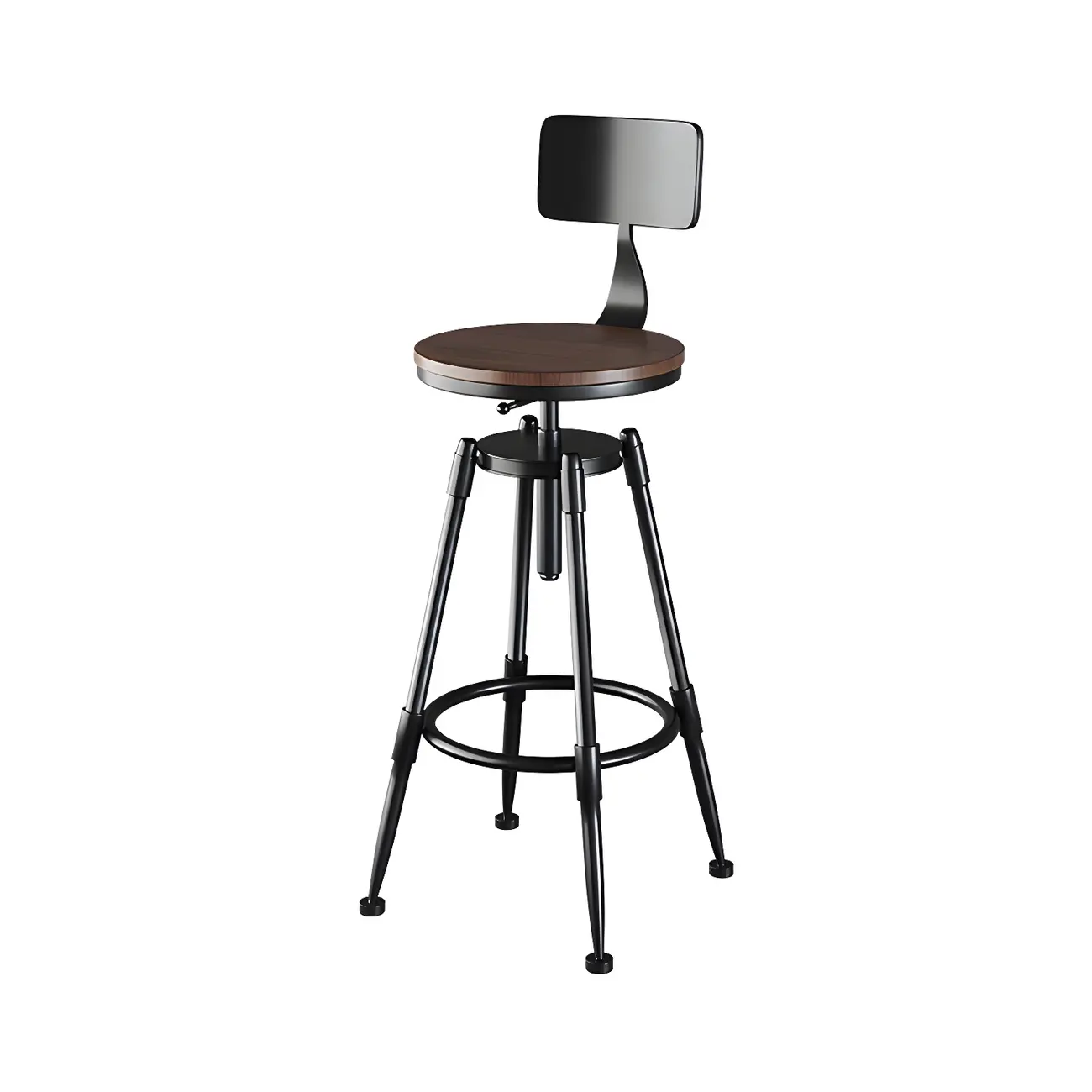 Industrial Metal Adjustable Bar Stools with Backrest for Home Bar Image - 27 | homeyfad