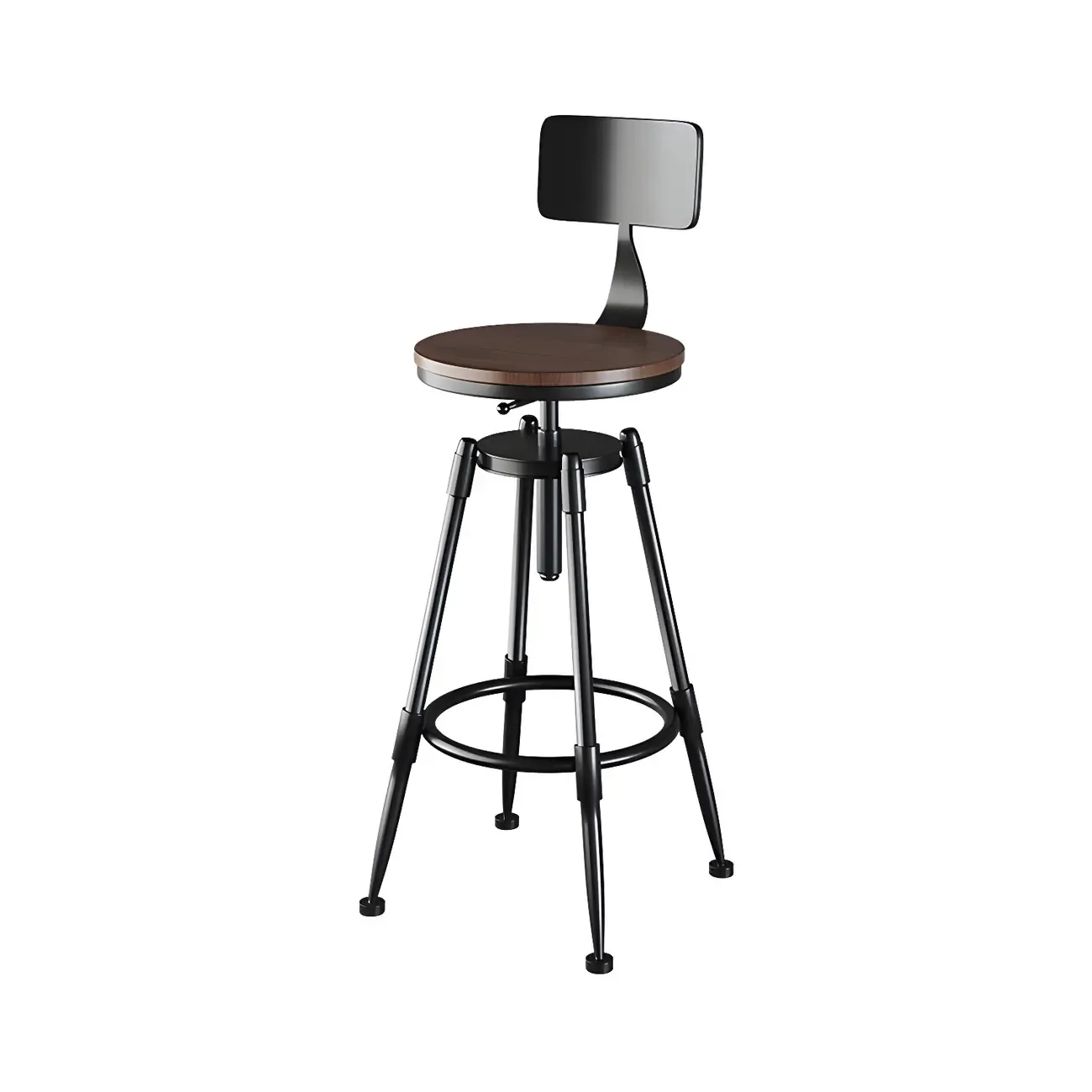 Industrial Metal Adjustable Bar Stools with Backrest for Home Bar Image - 27