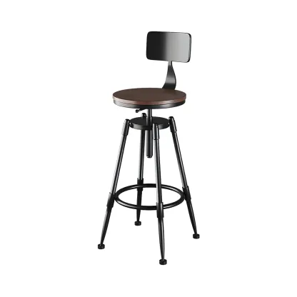 Industrial Metal Adjustable Bar Stools with Backrest for Home Bar Image - 27