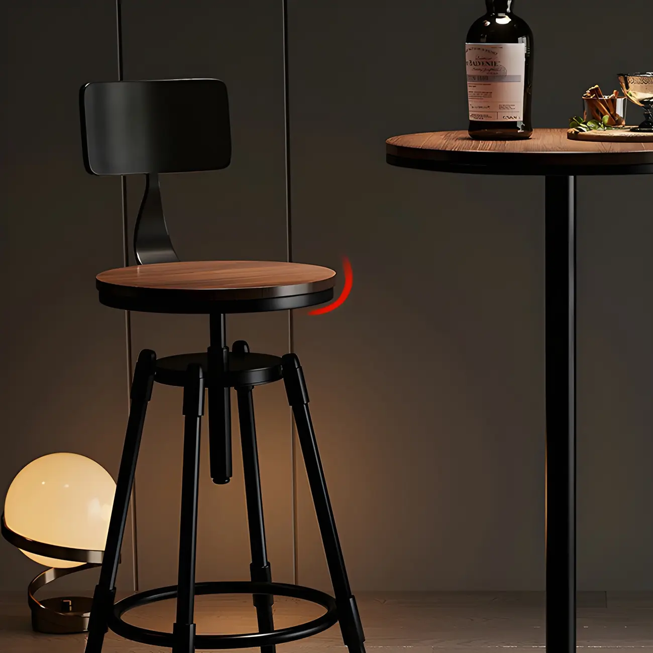 Industrial Metal Adjustable Bar Stools with Backrest for Home Bar Image - 8 | homeyfad