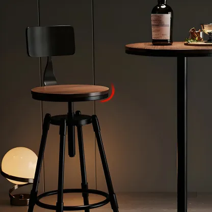 Industrial Metal Adjustable Bar Stools with Backrest for Home Bar Image - 8