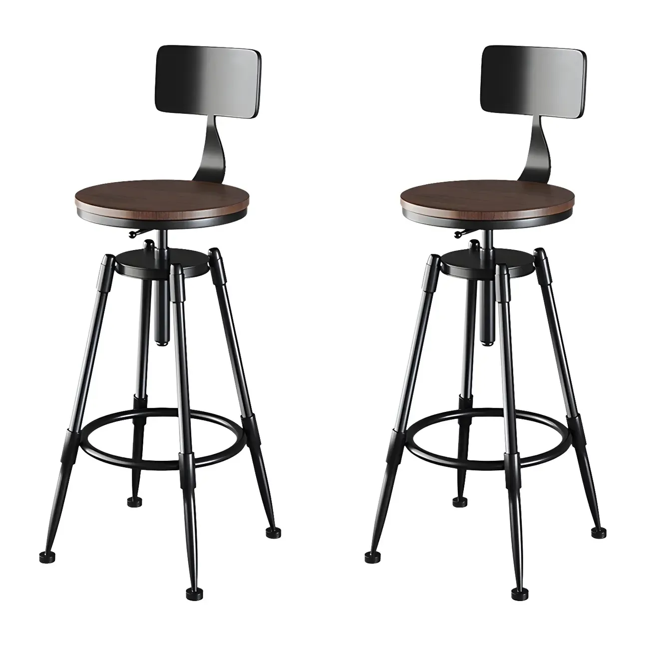 Industrial Metal Adjustable Bar Stools with Backrest for Home Bar Image - 28