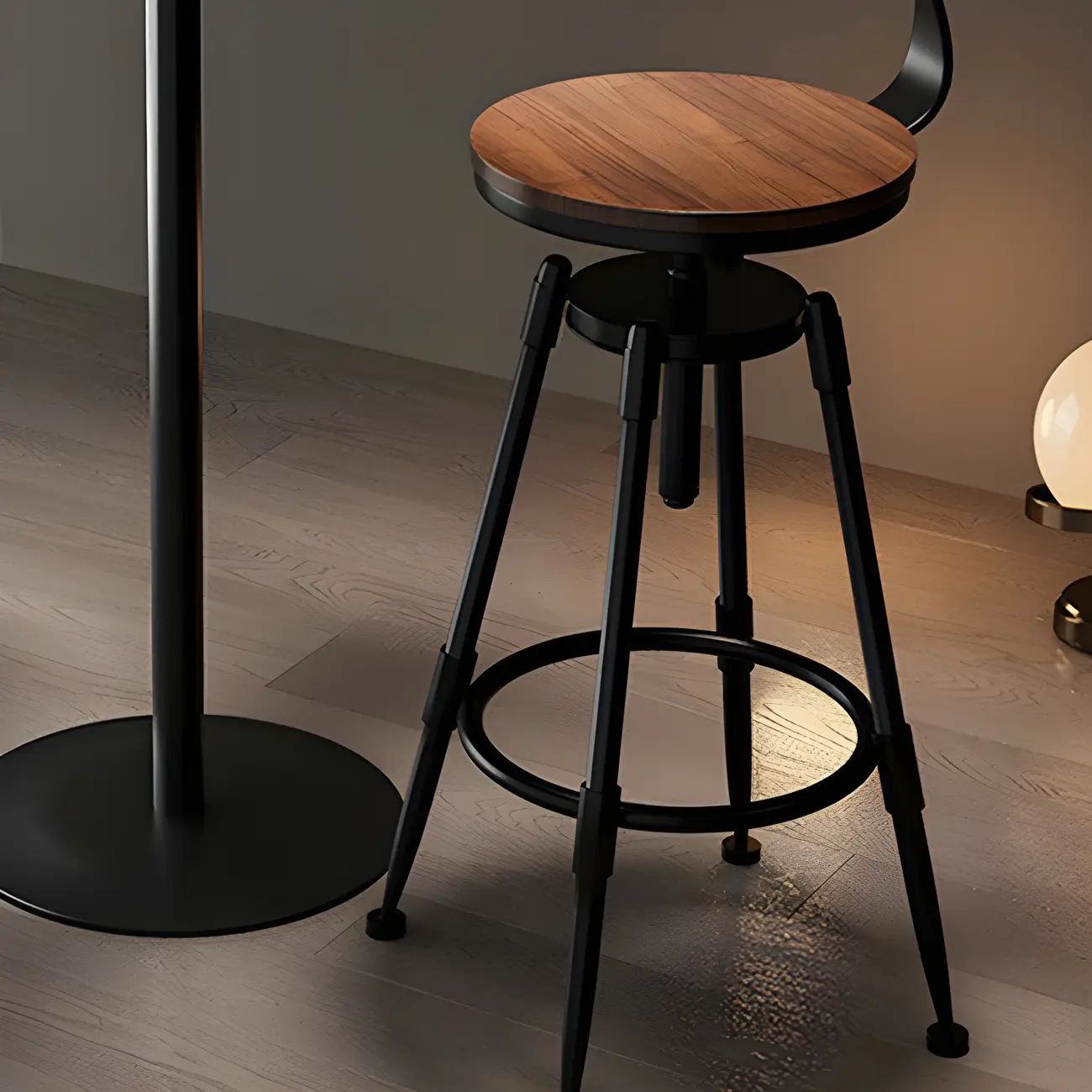 Industrial Metal Adjustable Bar Stools with Backrest for Home Bar Image - 10 | homeyfad