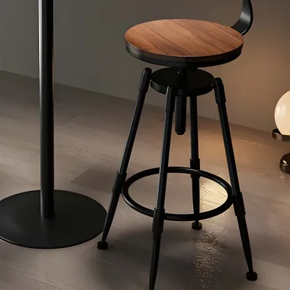 Industrial Metal Adjustable Bar Stools with Backrest for Home Bar Image - 10