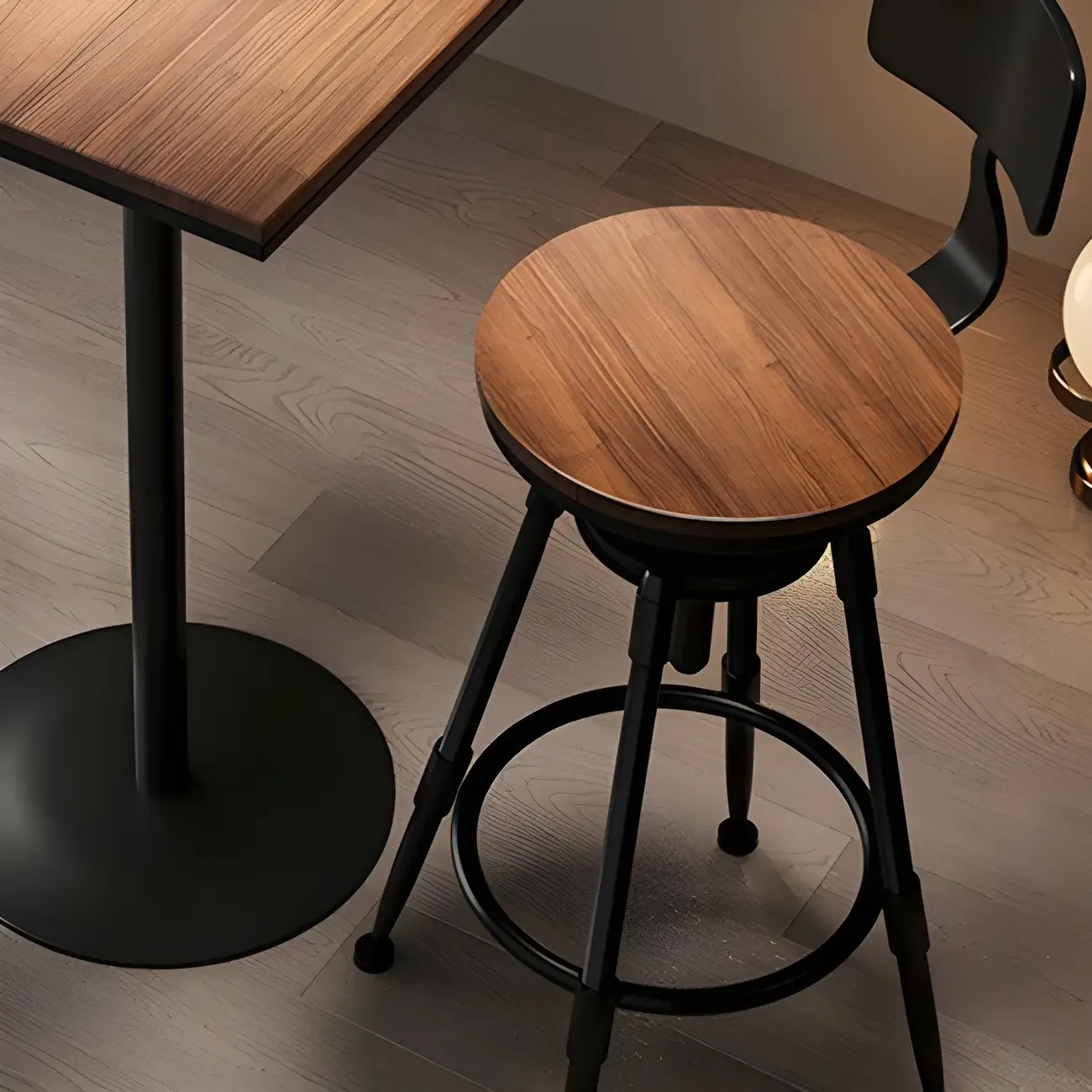 Industrial Metal Adjustable Bar Stools with Backrest for Home Bar Image - 11