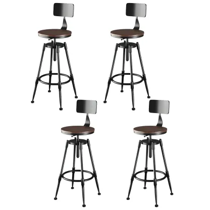 Industrial Metal Adjustable Bar Stools with Backrest for Home Bar Image - 29