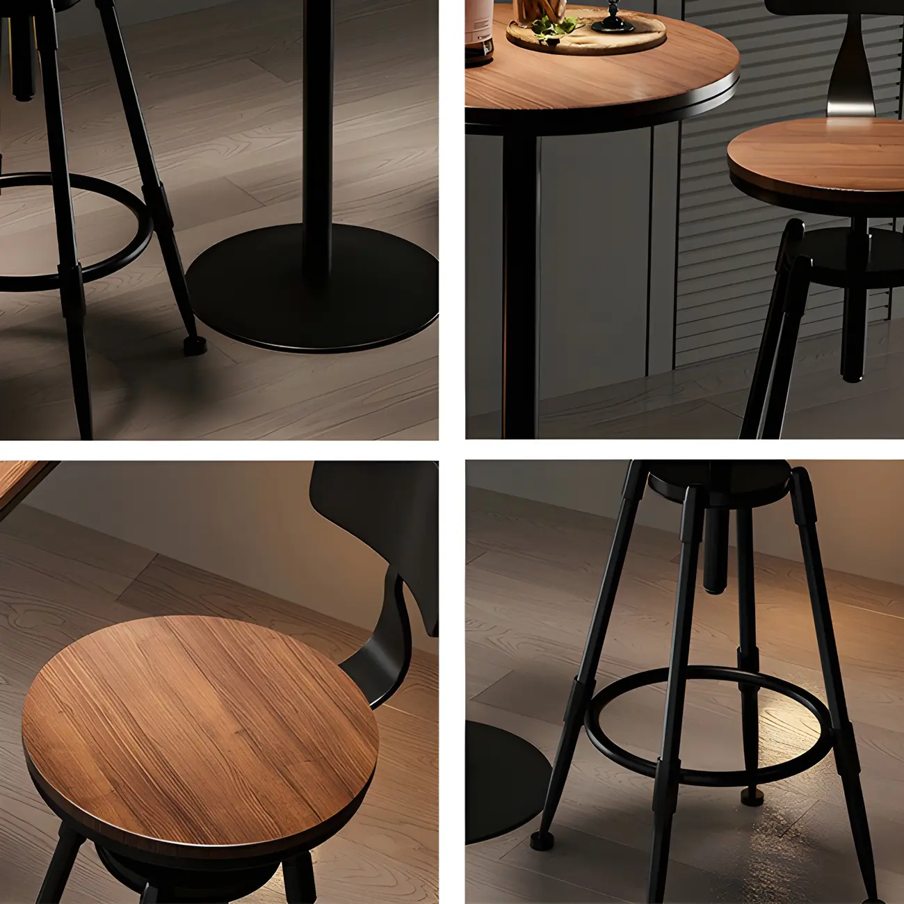 Industrial Metal Adjustable Bar Stools with Backrest for Home Bar Image - 9 | homeyfad