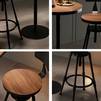 Industrial Metal Adjustable Bar Stools with Backrest for Home Bar Image - 9