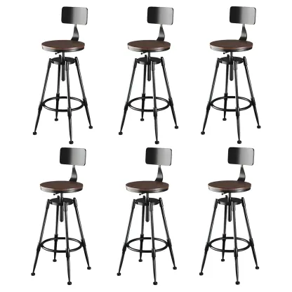 Industrial Metal Adjustable Bar Stools with Backrest for Home Bar Image - 30