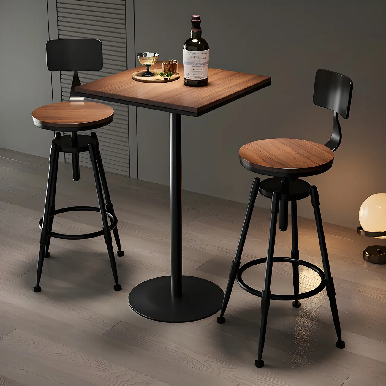 Industrial Metal Adjustable Bar Stools with Backrest for Home Bar Image - 1 | homeyfad