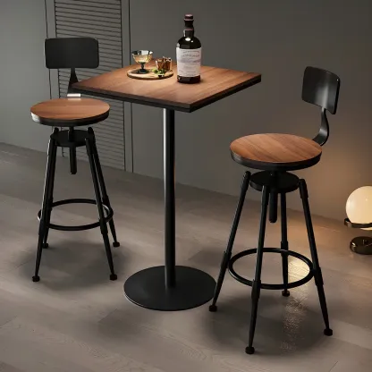 Industrial Metal Adjustable Bar Stools with Backrest for Home Bar Image - 1